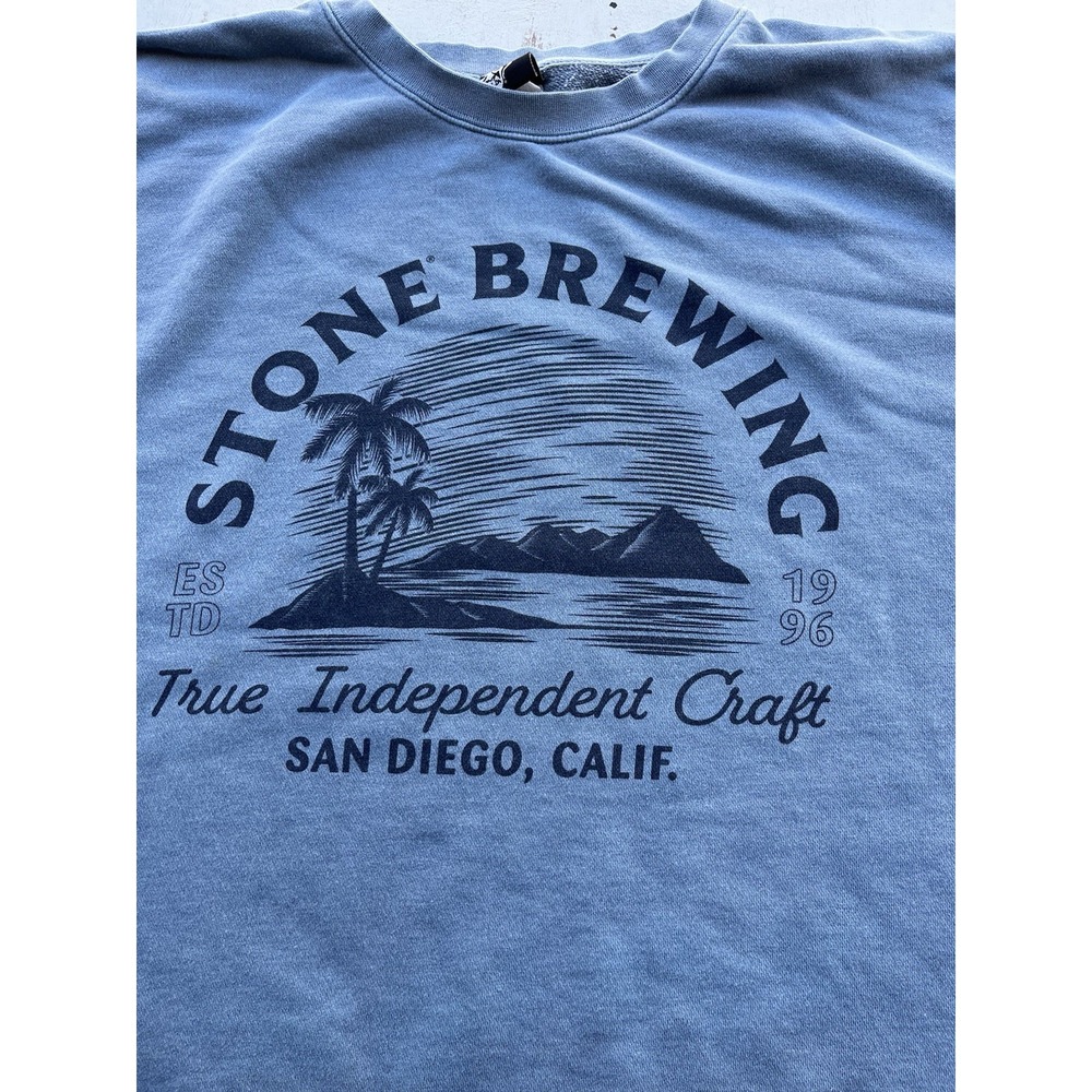 Men's Stone Brewing Sweatshirt Blue Logo 3XL Craft Beer SD IPA Arrogant Oversize